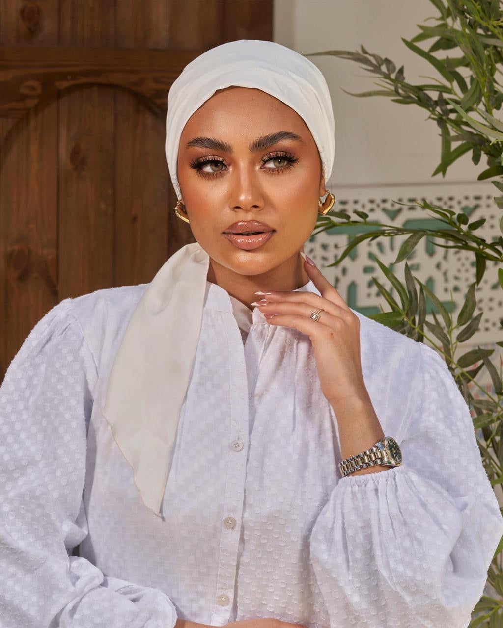 Turban with tie - white