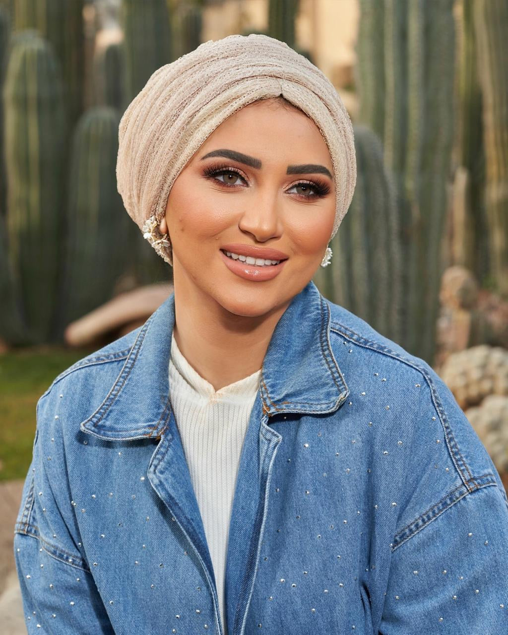 Spring Tulle Beige Turban