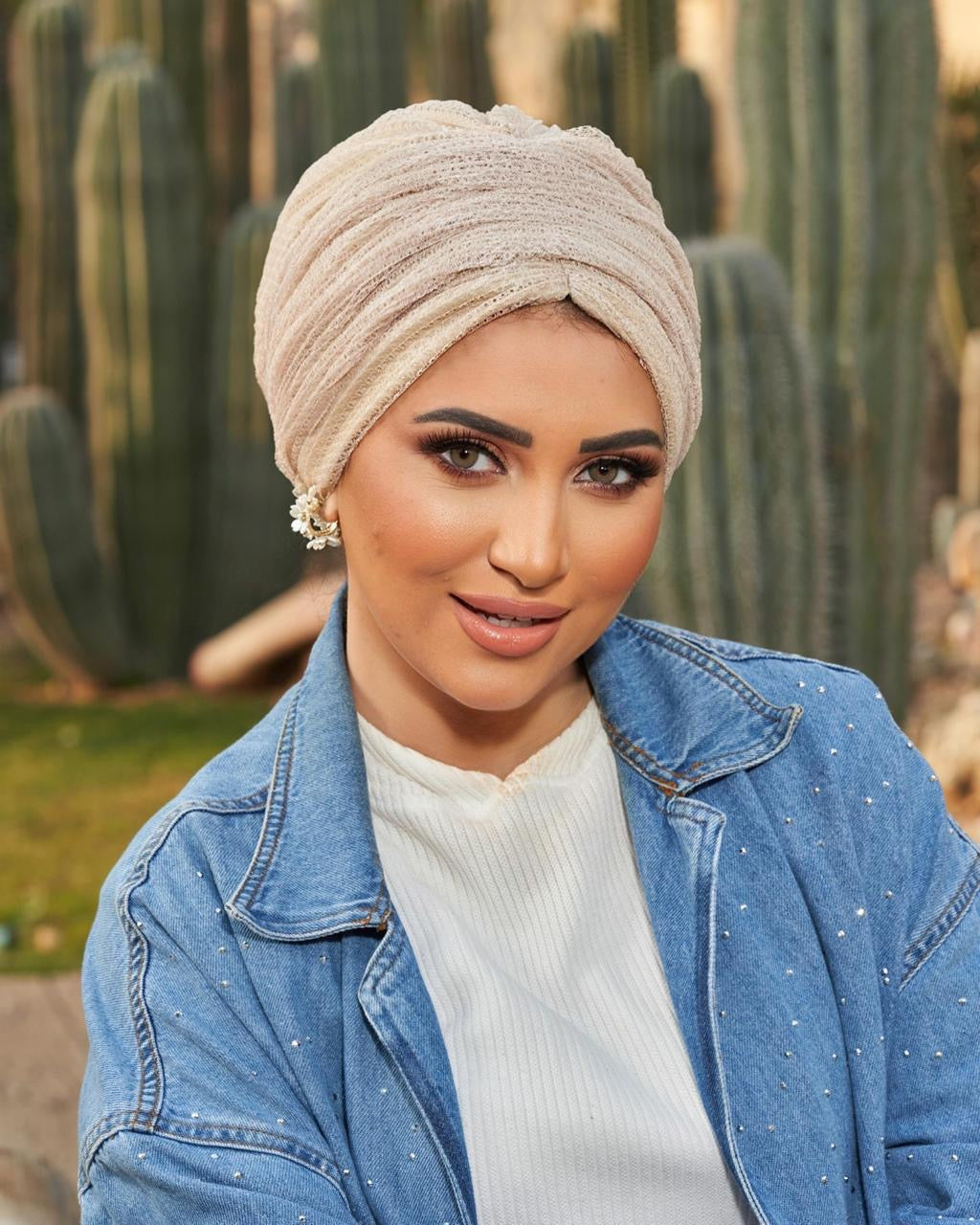 Spring Tulle Beige Turban