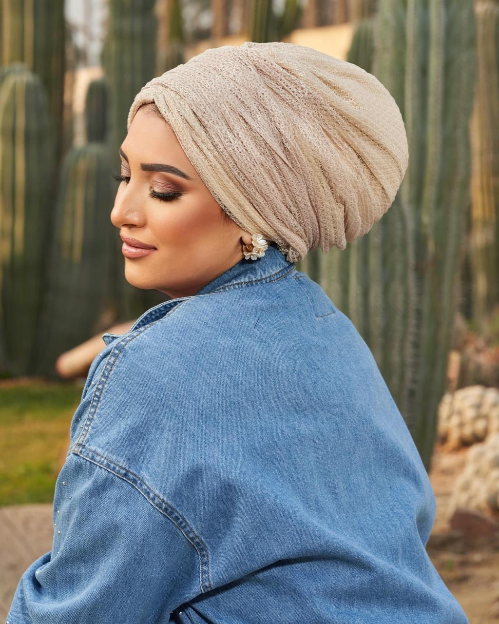 Spring Tulle Beige Turban