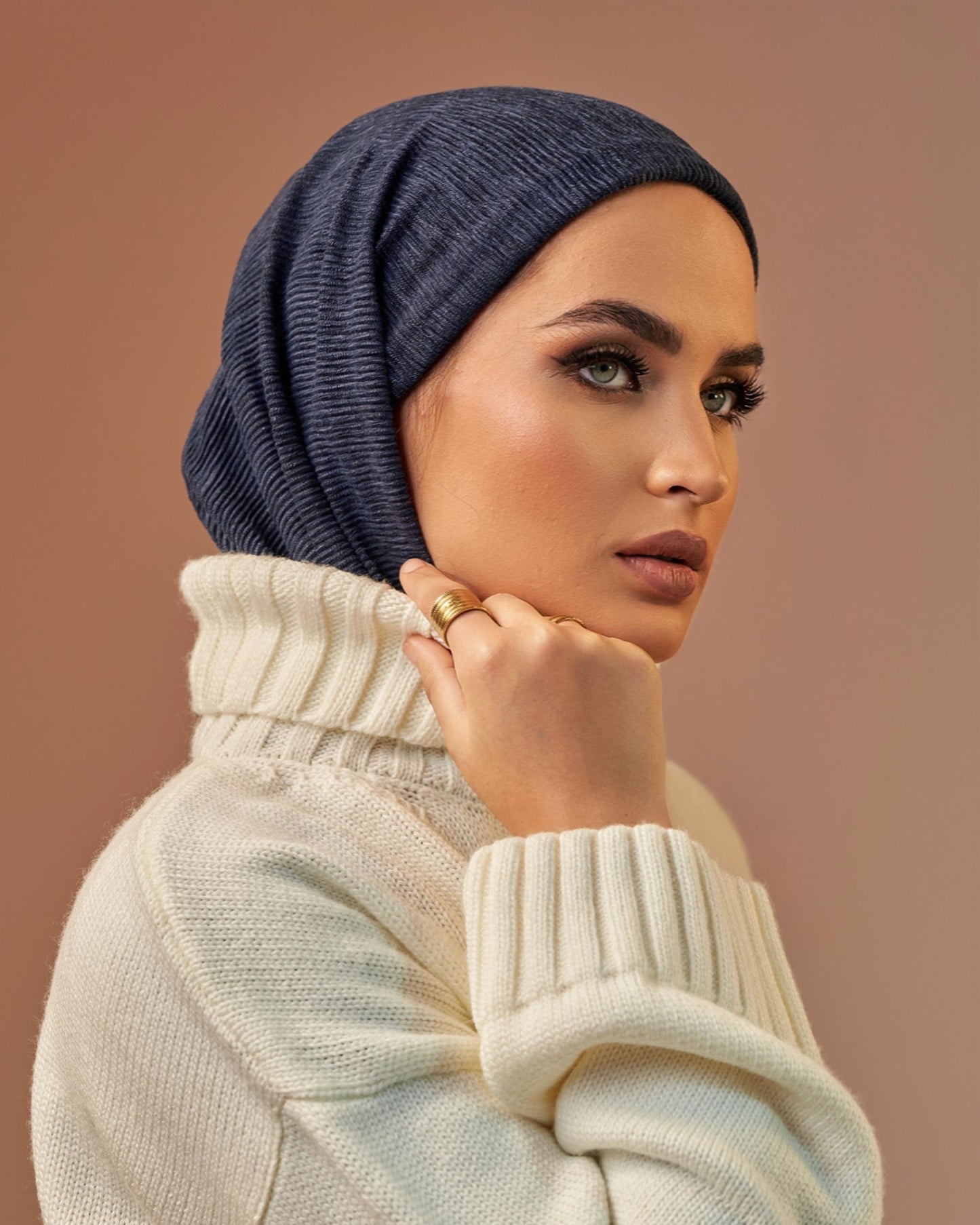 Turban with tie - Navy blue