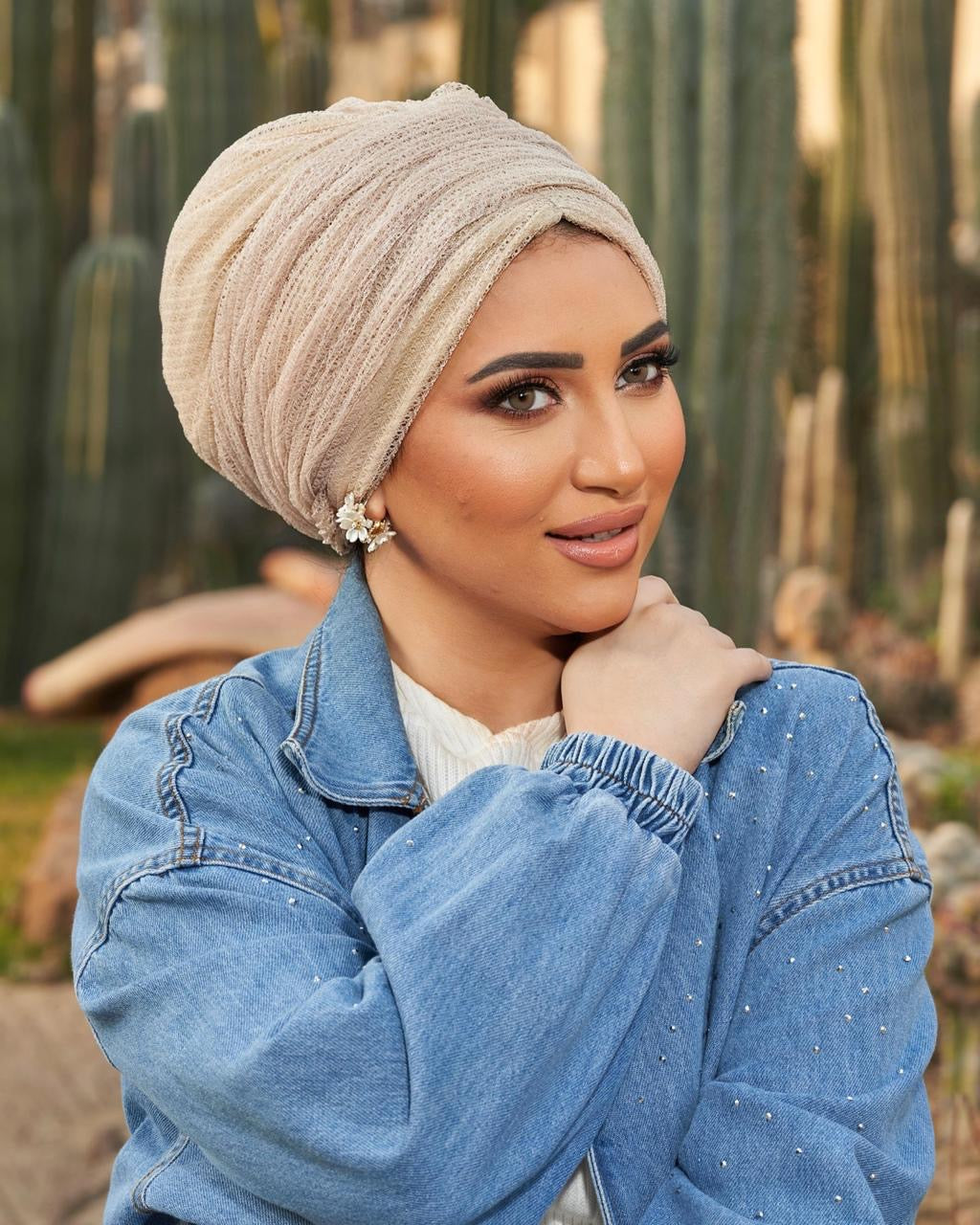 Spring Tulle Beige Turban