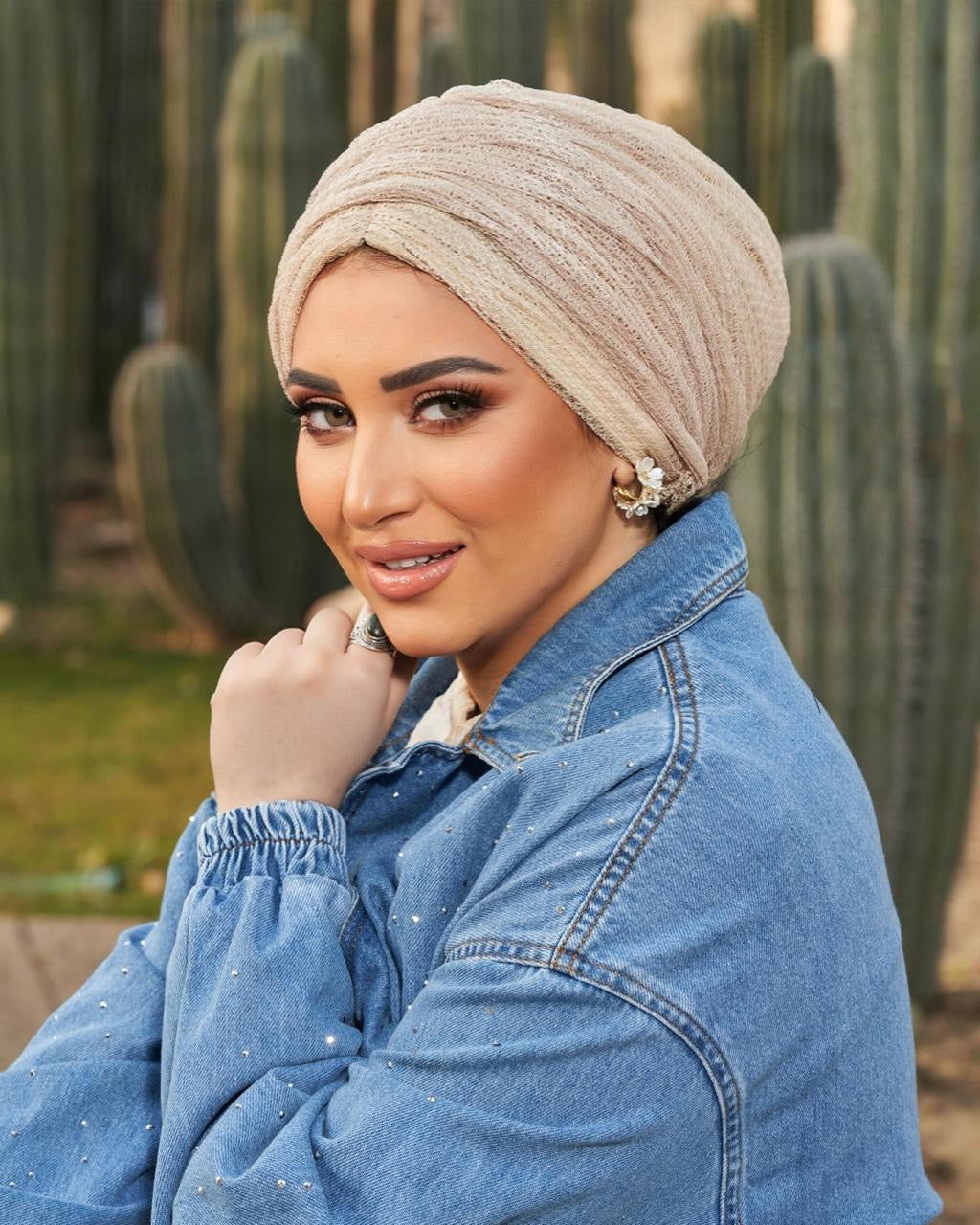 Spring Tulle Beige Turban