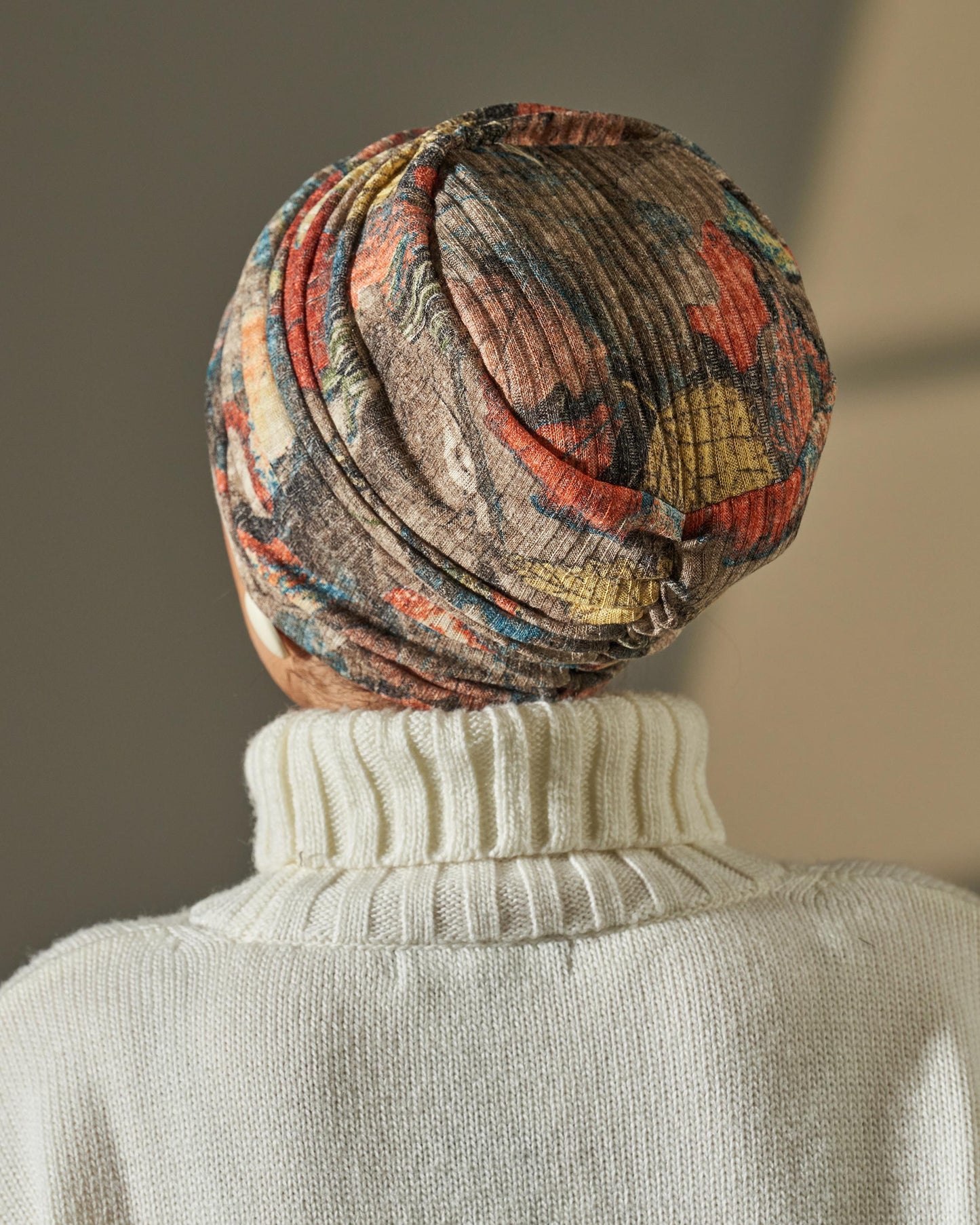 Turban Wool - Beige Yellow Orange Blue