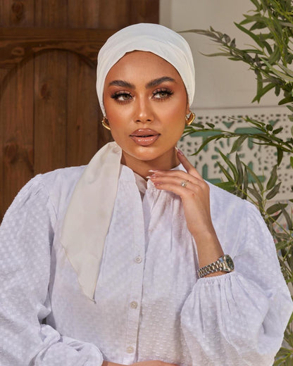 Turban with tie - white