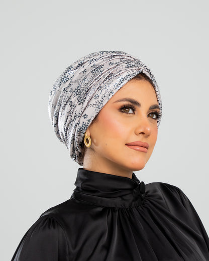 Turban with Bandana Gray Pink
