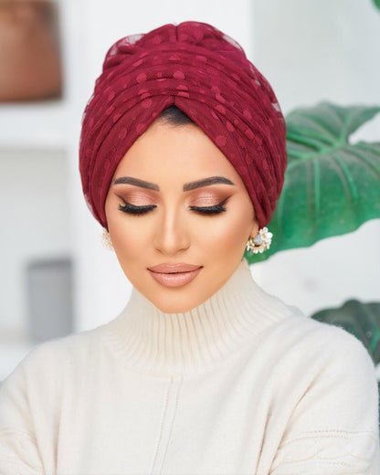 Red Tulle Turban