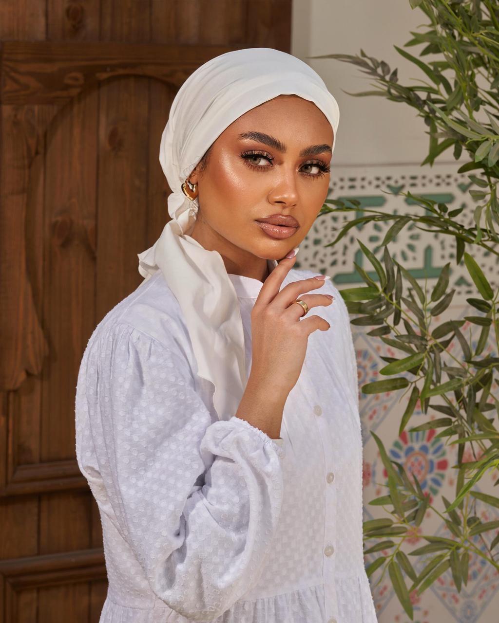 Turban with tie - white