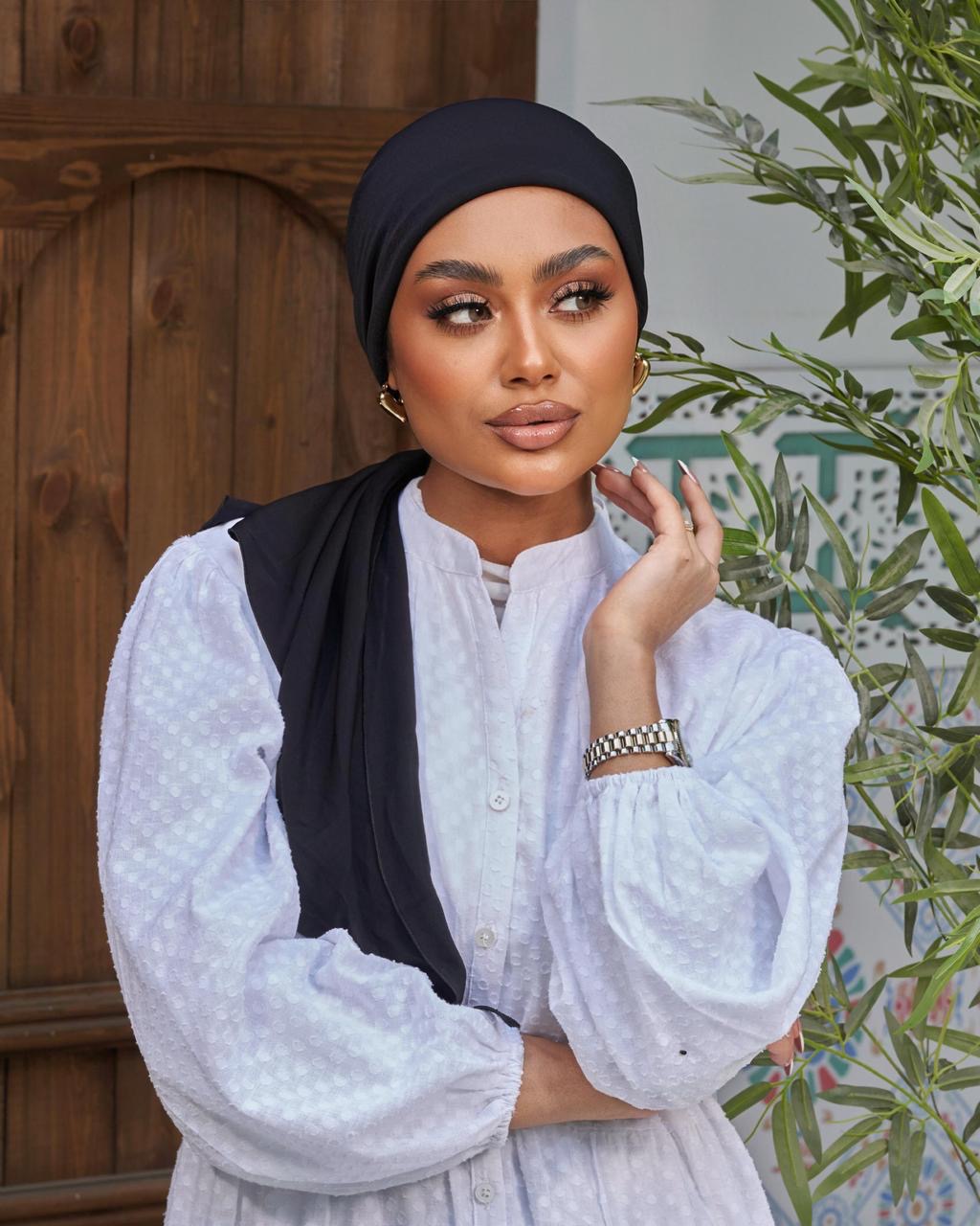 Turban with tie - black