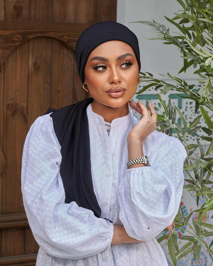 Turban with tie - black