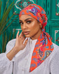 Turban with tie - Blue Orange Pink