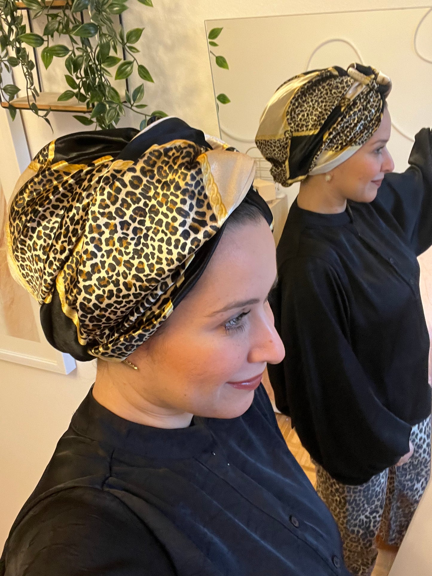Tiger Velvet Ring Turban - Black White Gold