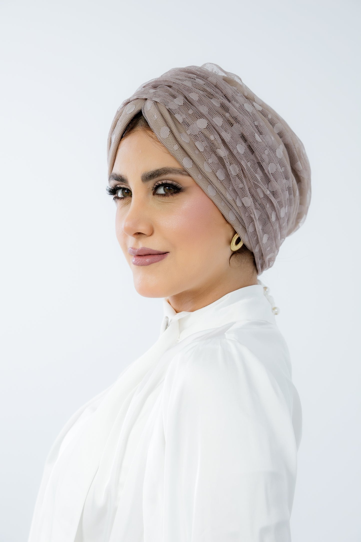 Turban with Bandana Coffee Tulle