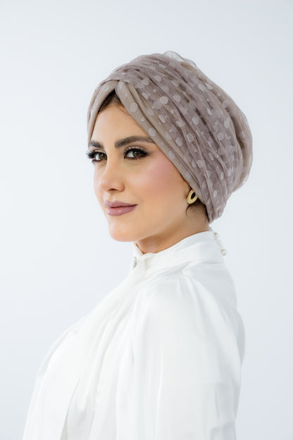 Turban with Bandana Coffee Tulle