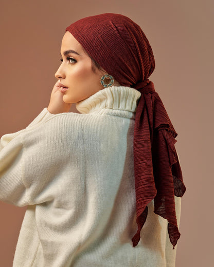 Turban with Tie - Burgundy