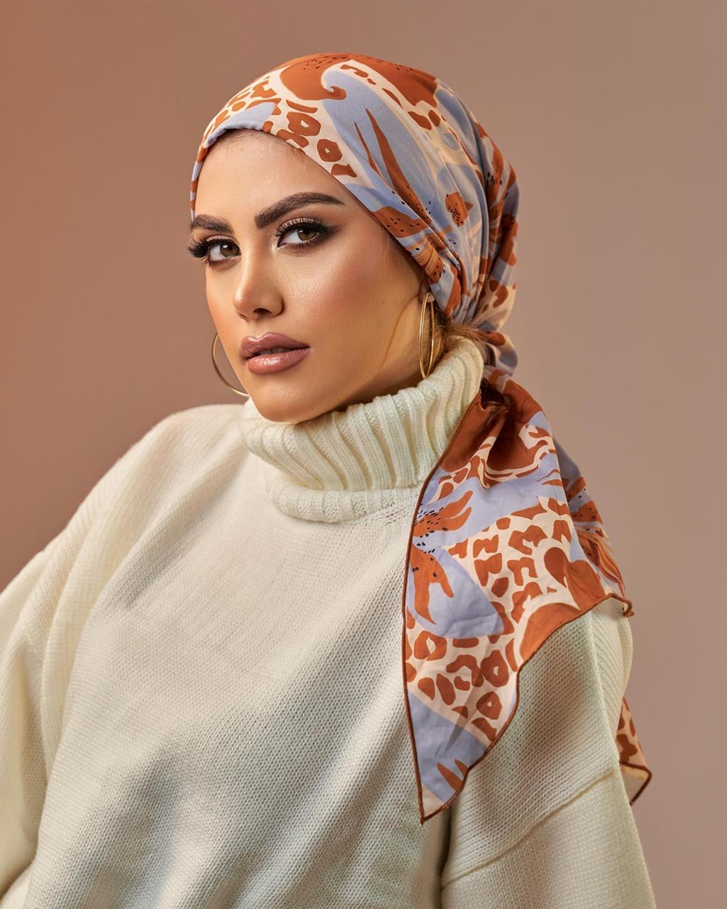 Turban with tie - Orange & Blue