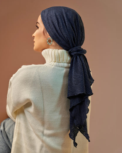 Turban with tie - Navy blue