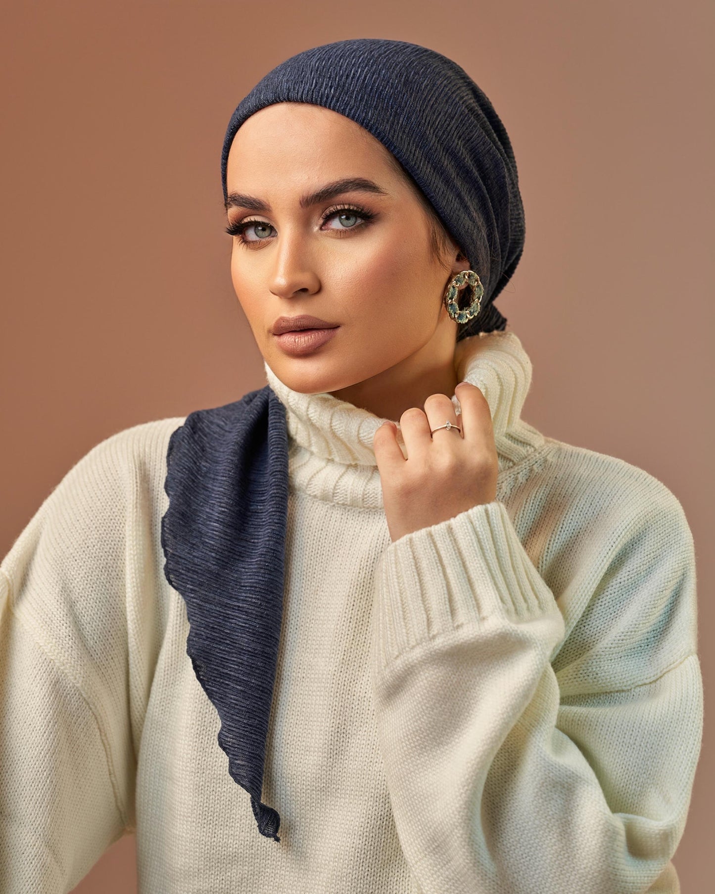 Turban with tie - Navy blue
