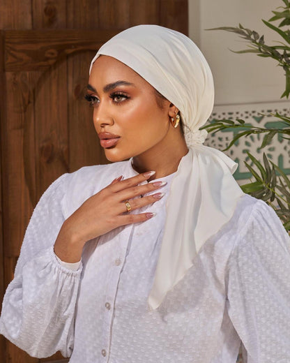 Turban with tie - white