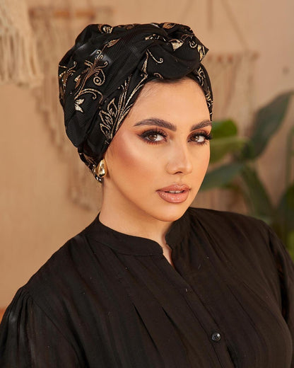 Formal Turban - Black & Gold
