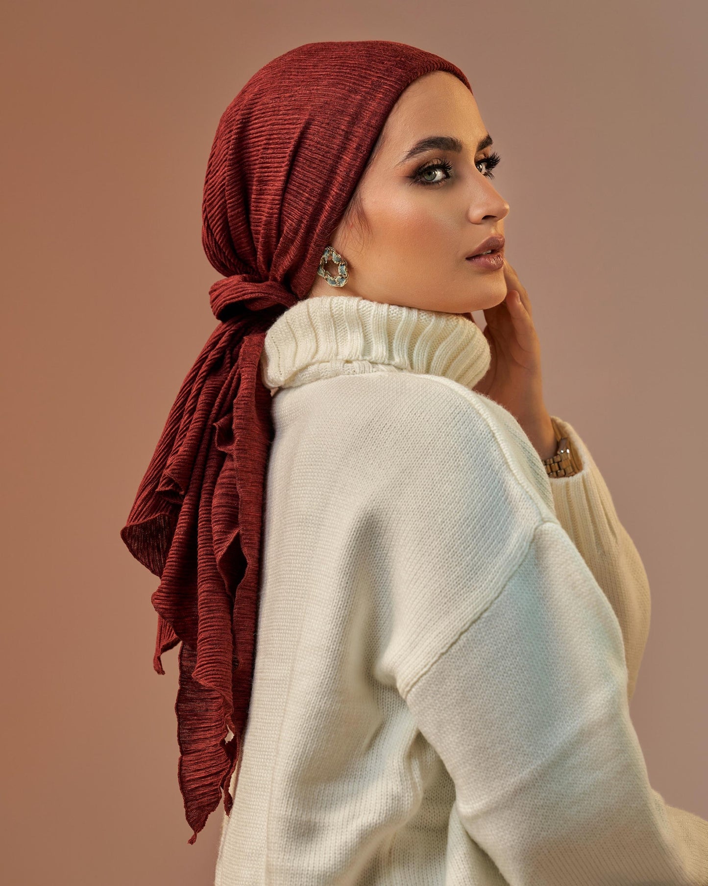Turban with Tie - Burgundy
