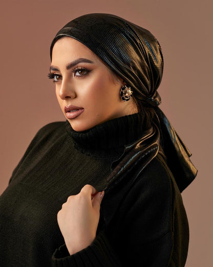 Turban with tie - Leather Black