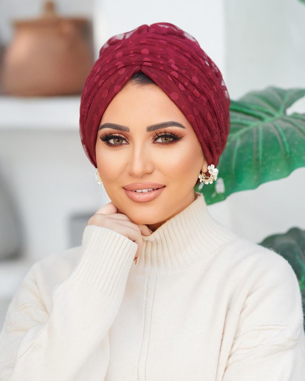 Red Tulle Turban