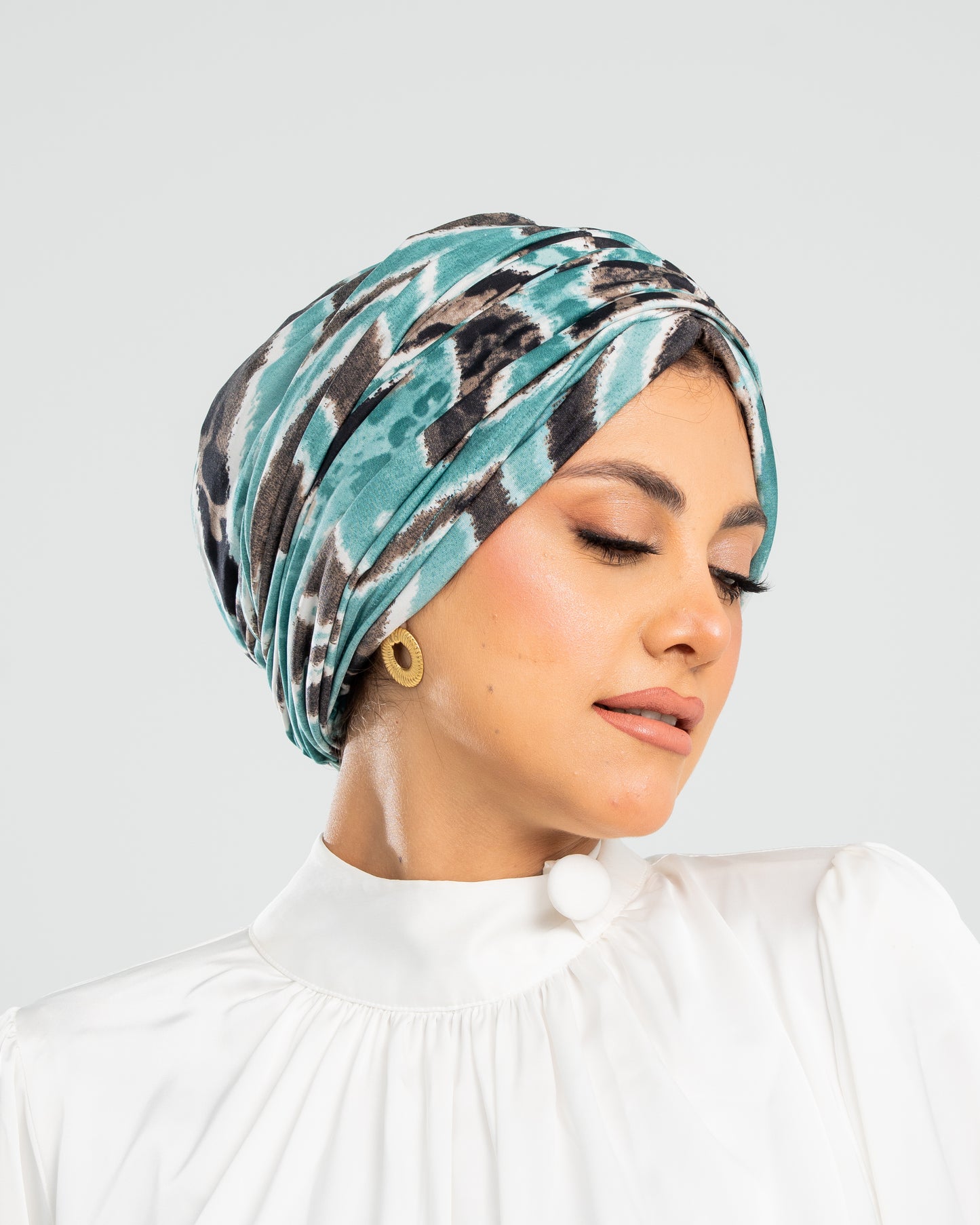 Turban with Bandana Blue Black Beige