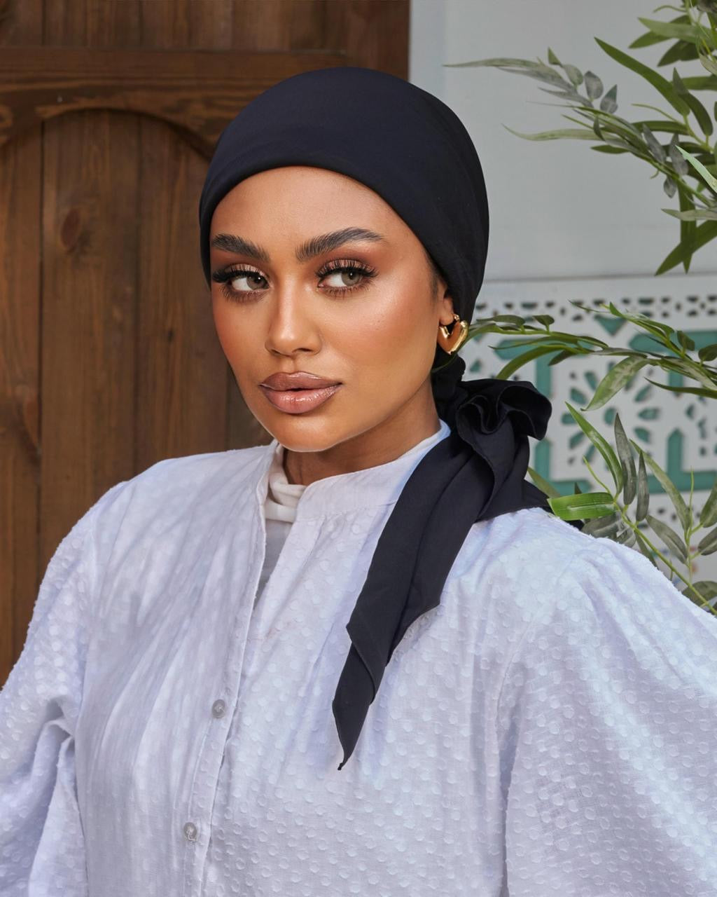 Turban with tie - black