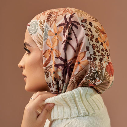 Turban with tie - Orange Green brown
