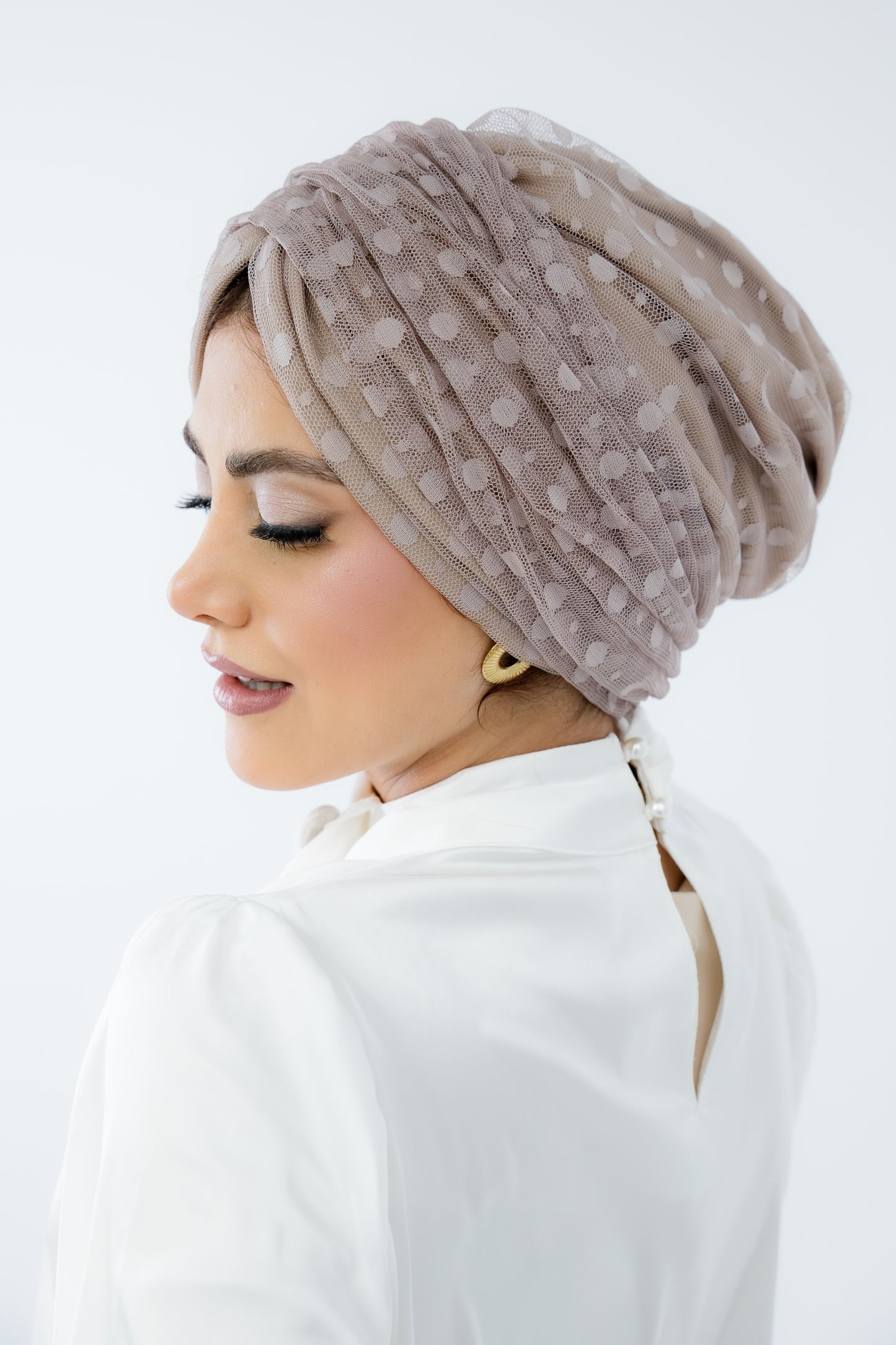Turban with Bandana Coffee Tulle