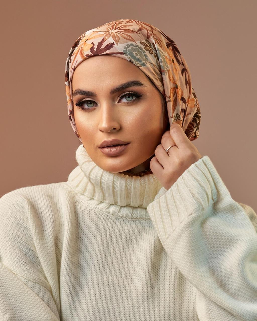 Turban with tie - Orange Green brown