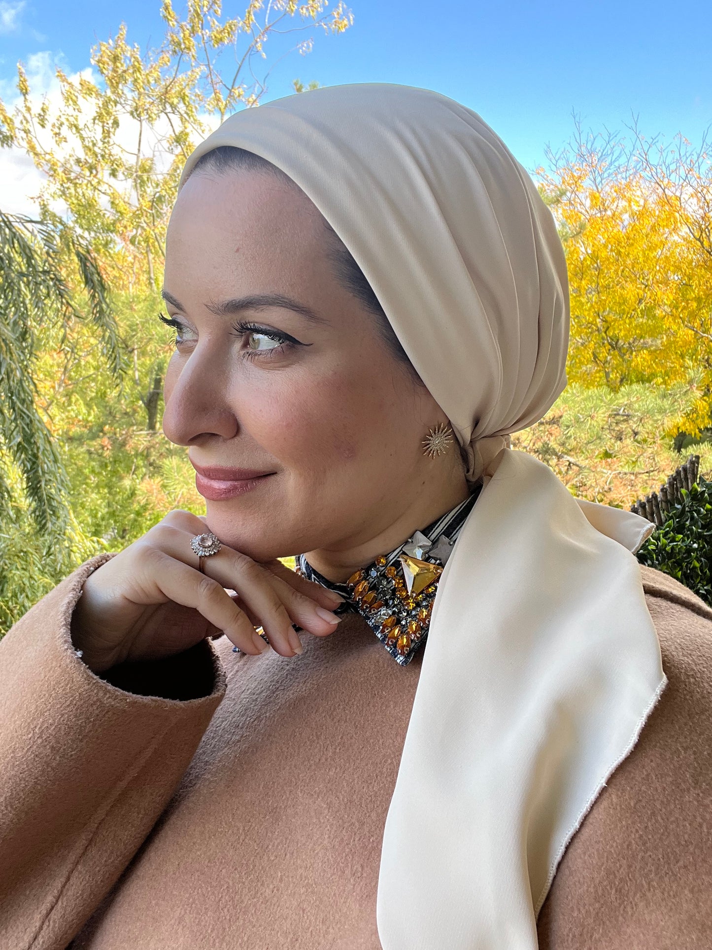 Turban with tie - Beige