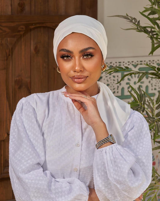 Turban with tie - white