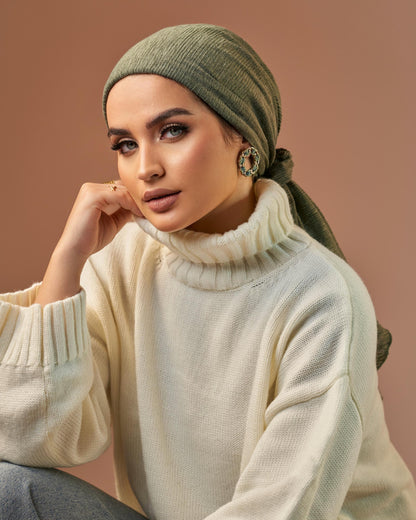 Turban with tie - Olive Green