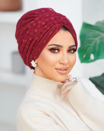 Red Tulle Turban