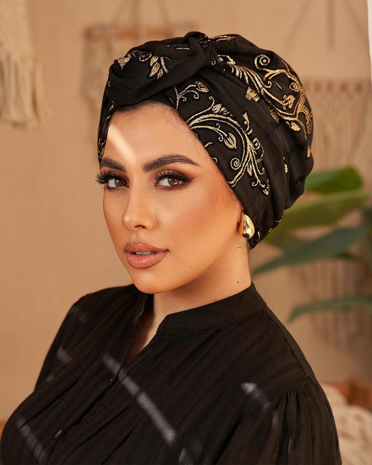 Formal Turban - Black & Gold
