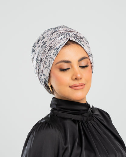 Turban with Bandana Gray Pink