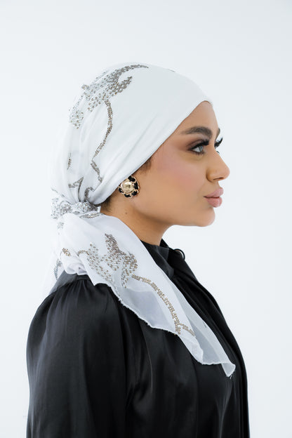 Turban with Tie White Formal