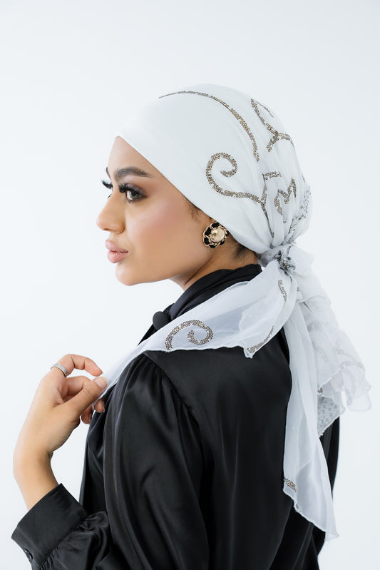 Turban with Tie White Formal
