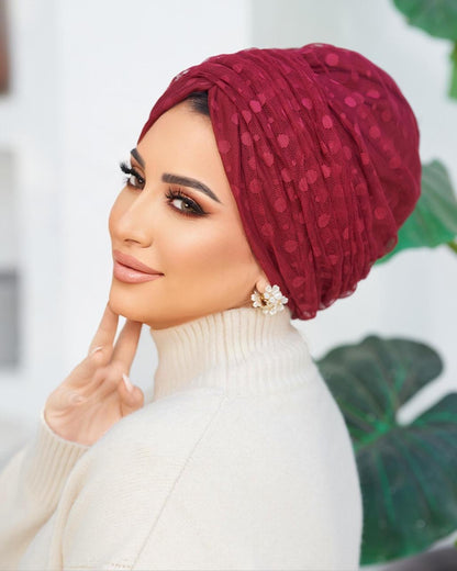 Red Tulle Turban