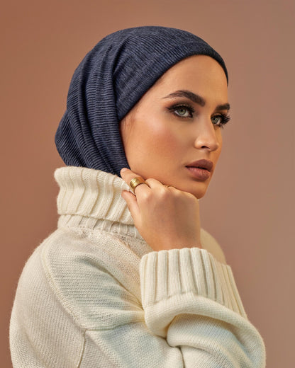 Turban with tie - Navy blue