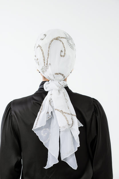 Turban with Tie White Formal