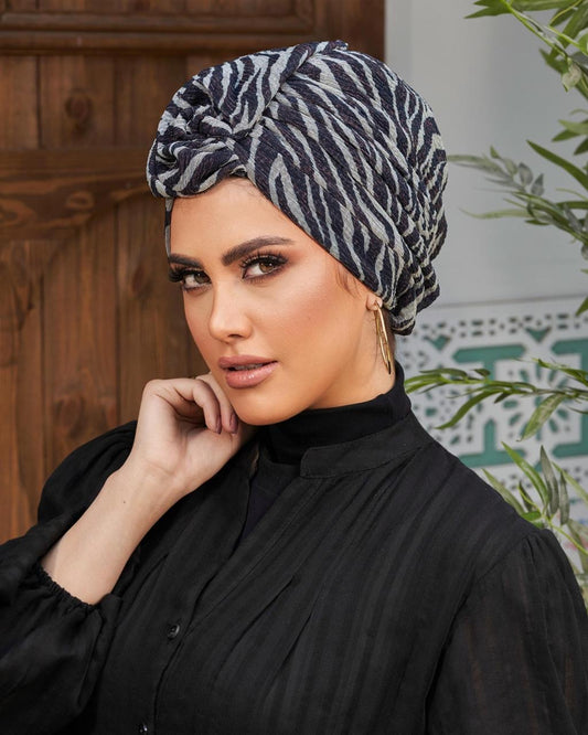 Sparkling Black & White Turban