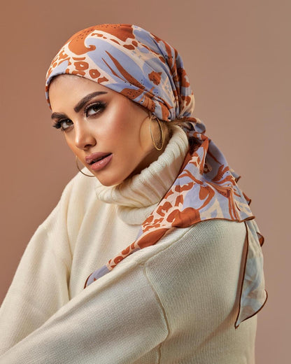 Turban with tie - Orange & Blue