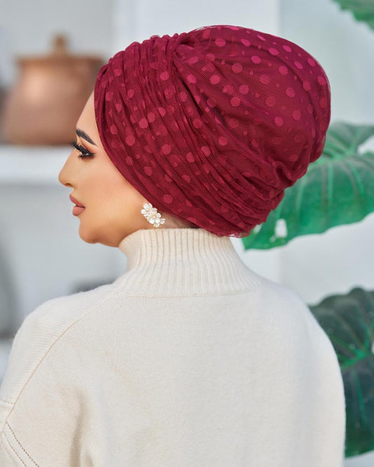 Red Tulle Turban