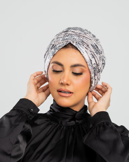 Turban with Bandana Gray Pink