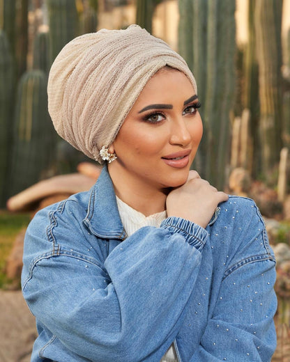 Spring Tulle Beige Turban