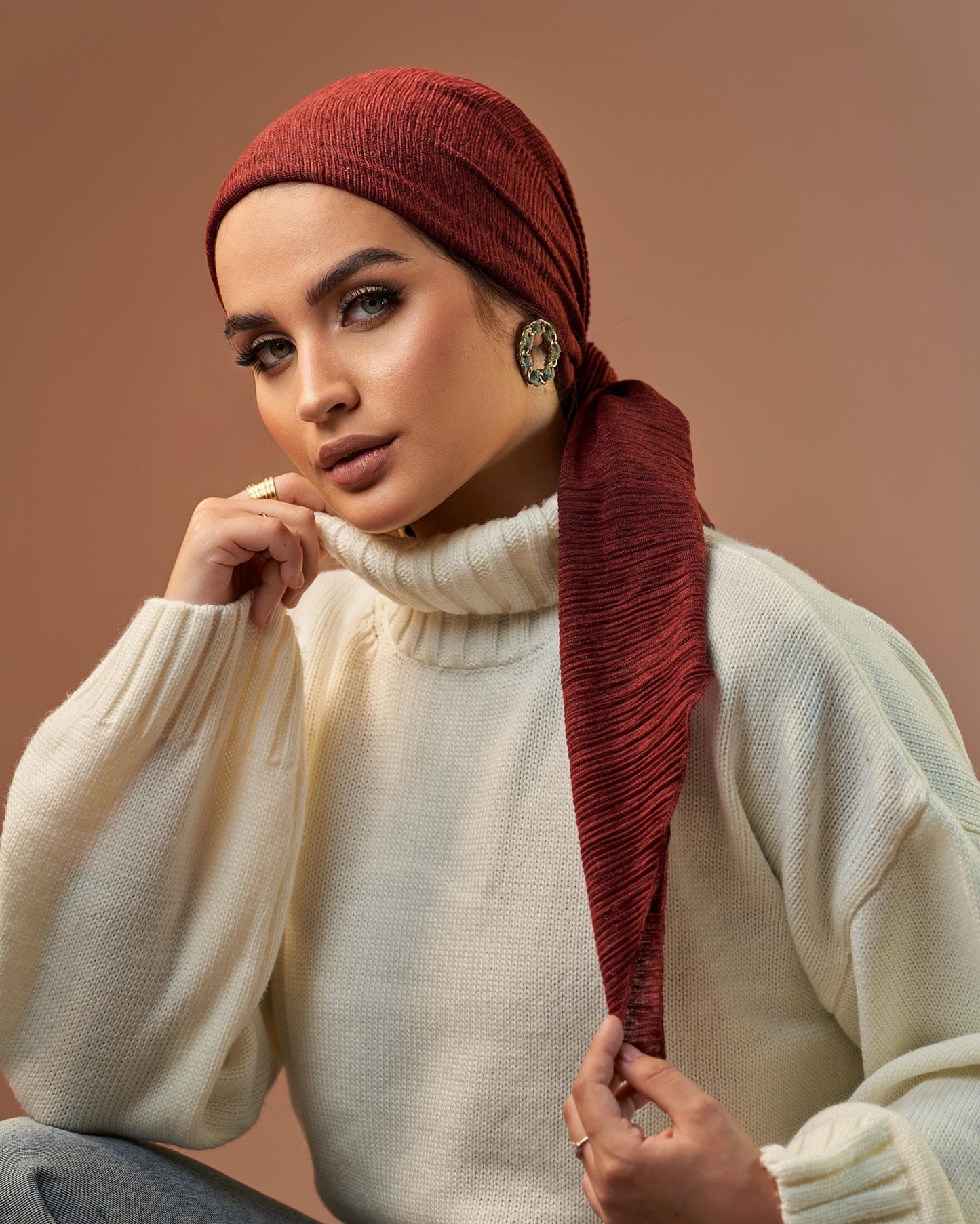 Turban with Tie - Burgundy