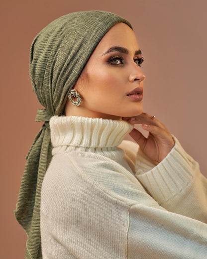 Turban with tie - Olive Green